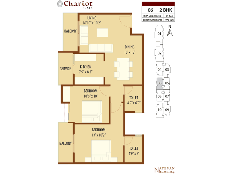 06 2BHK 973 sft 2D Plan